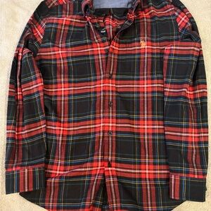 U.S. Polo Assn. Red and Black Plaid Button-Down Shirt